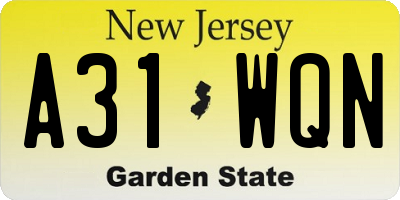 NJ license plate A31WQN