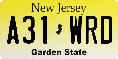 NJ license plate A31WRD