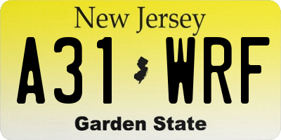 NJ license plate A31WRF