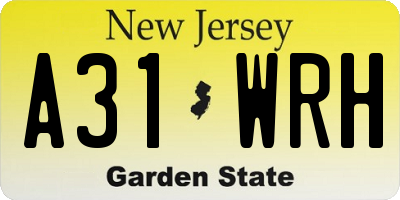 NJ license plate A31WRH