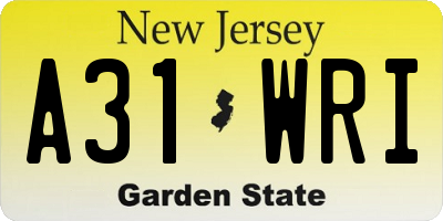 NJ license plate A31WRI