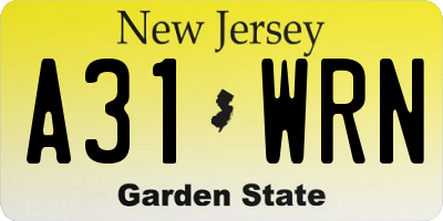 NJ license plate A31WRN