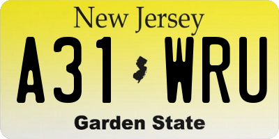 NJ license plate A31WRU
