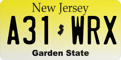 NJ license plate A31WRX