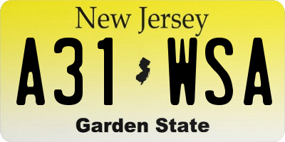 NJ license plate A31WSA
