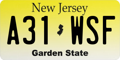 NJ license plate A31WSF