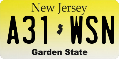 NJ license plate A31WSN