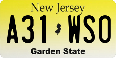 NJ license plate A31WSO
