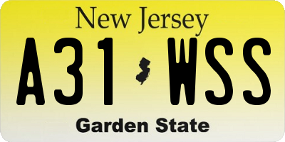 NJ license plate A31WSS