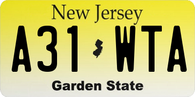 NJ license plate A31WTA