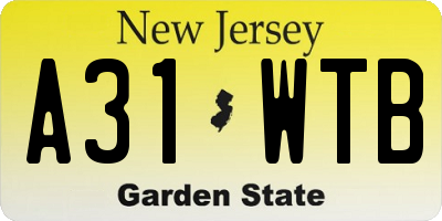 NJ license plate A31WTB