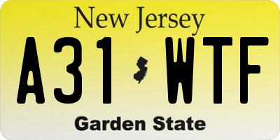 NJ license plate A31WTF