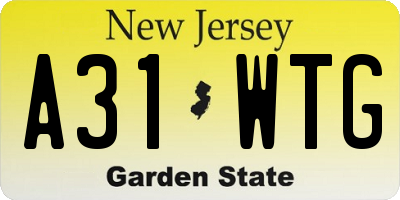 NJ license plate A31WTG