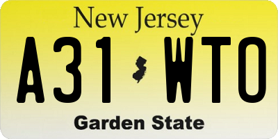 NJ license plate A31WTO