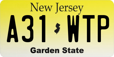 NJ license plate A31WTP