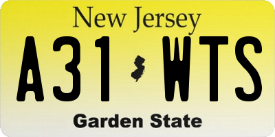 NJ license plate A31WTS