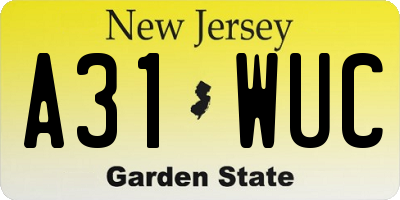 NJ license plate A31WUC