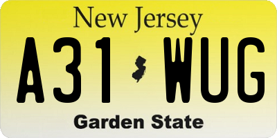 NJ license plate A31WUG