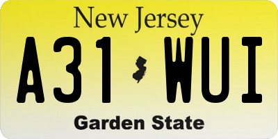 NJ license plate A31WUI