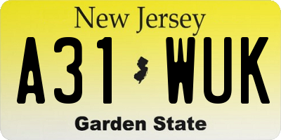 NJ license plate A31WUK