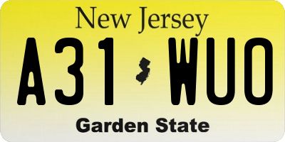 NJ license plate A31WUO