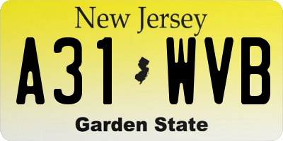 NJ license plate A31WVB