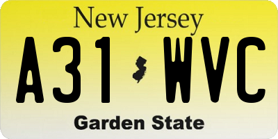 NJ license plate A31WVC