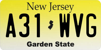 NJ license plate A31WVG