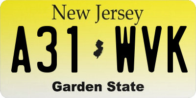 NJ license plate A31WVK