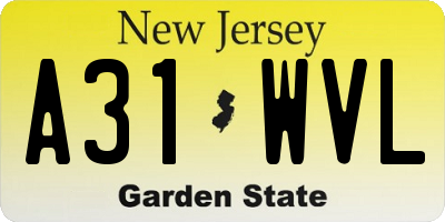 NJ license plate A31WVL