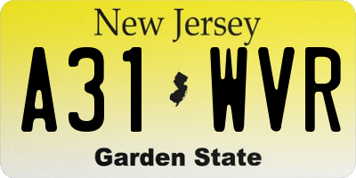 NJ license plate A31WVR