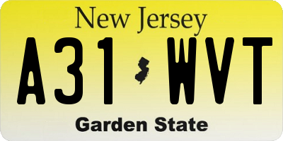 NJ license plate A31WVT