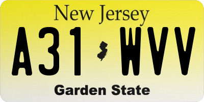 NJ license plate A31WVV