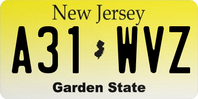 NJ license plate A31WVZ