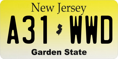 NJ license plate A31WWD