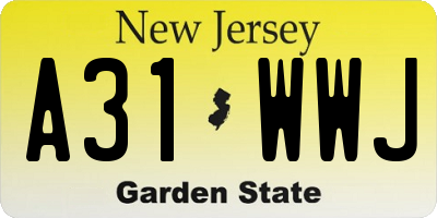 NJ license plate A31WWJ