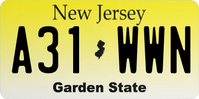 NJ license plate A31WWN