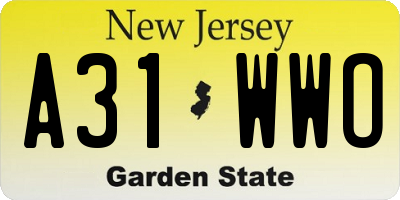 NJ license plate A31WWO