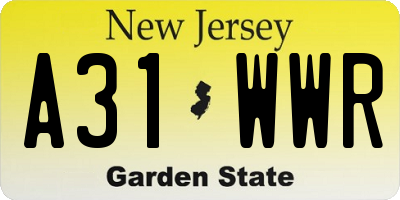 NJ license plate A31WWR