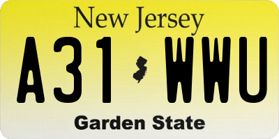 NJ license plate A31WWU
