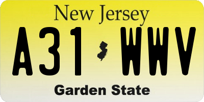 NJ license plate A31WWV