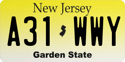 NJ license plate A31WWY