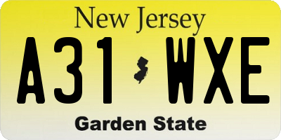 NJ license plate A31WXE