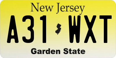 NJ license plate A31WXT