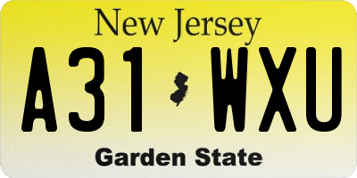 NJ license plate A31WXU