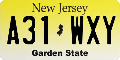 NJ license plate A31WXY