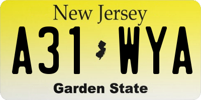 NJ license plate A31WYA