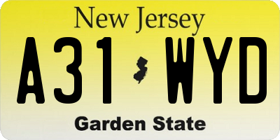 NJ license plate A31WYD