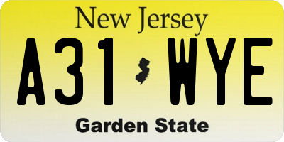 NJ license plate A31WYE