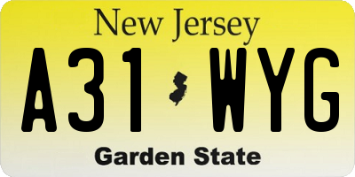 NJ license plate A31WYG